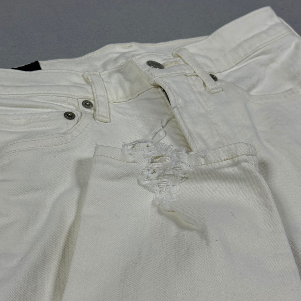 Abercrombie & Fitch Mens Skinny Taper Stretch Distressed White Jeans 28x30